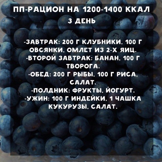 ПП рацион на всю неделю по 1200—1400 ккал