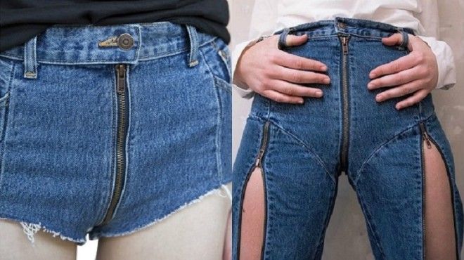 джинсы с молнией на попе