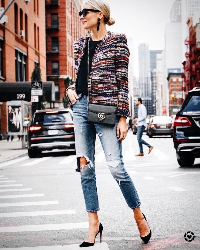 Как модно носить джинсы осенью2017 идеи street style