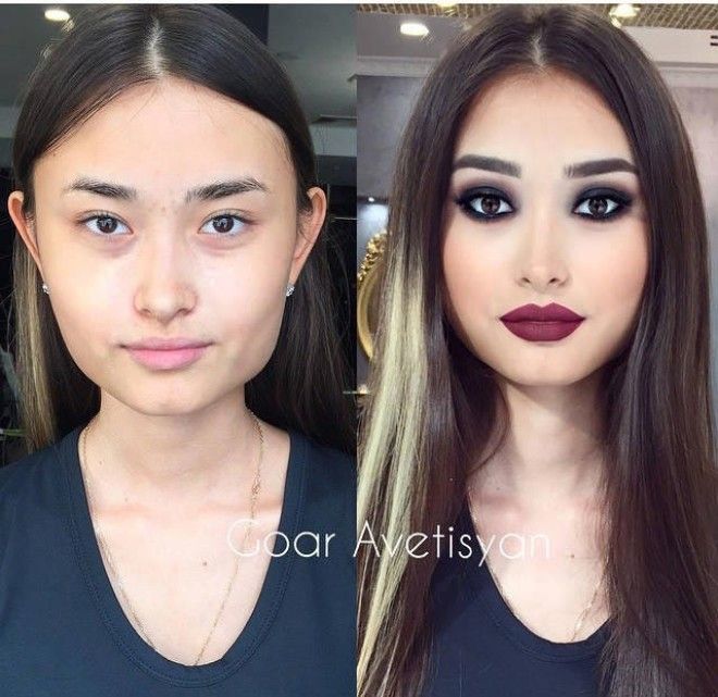 Гоар Аветисян макияж до и после работы визажиста девушки макияж до и после