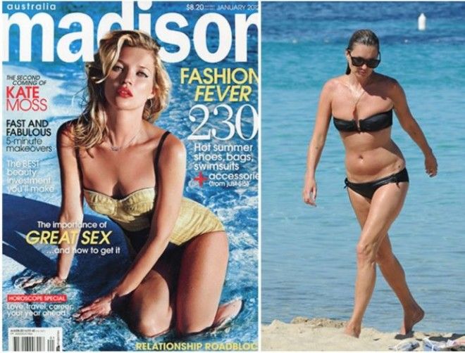 Большая разницаЗвезды в купальниках на обложках журналов и в реальной жизни